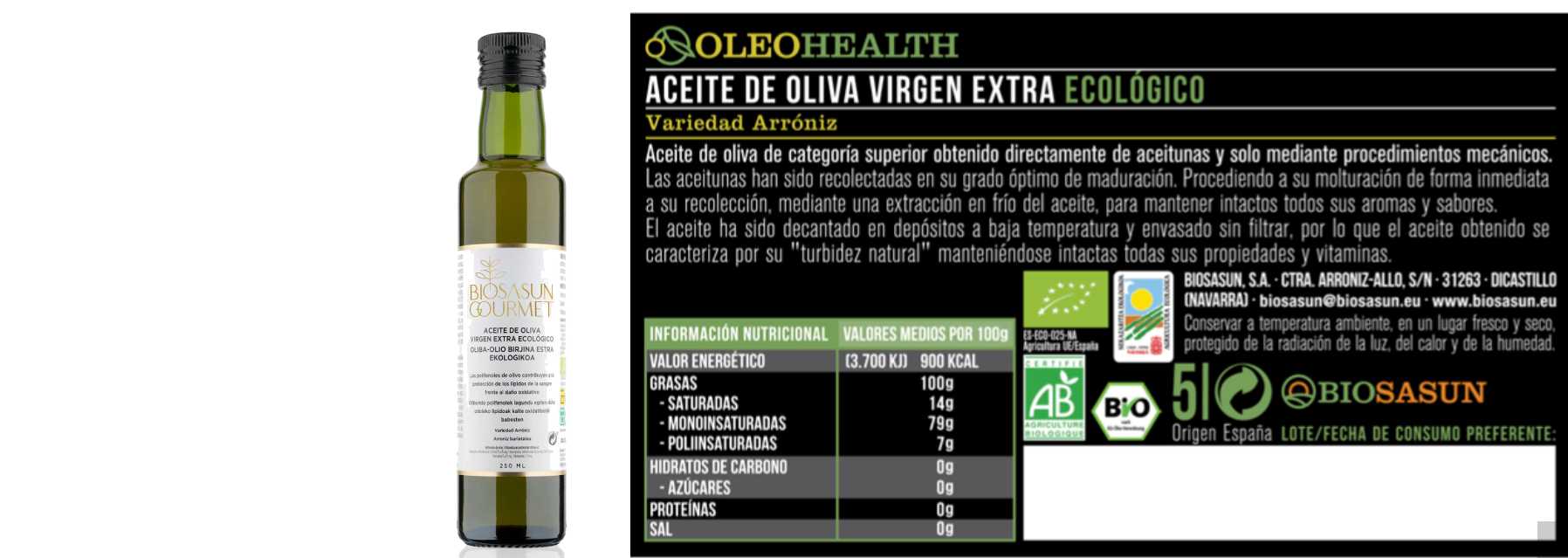 BOTELLA 250 MM ACEITE DE OLIVA VIRGEN EXTRA ECO
