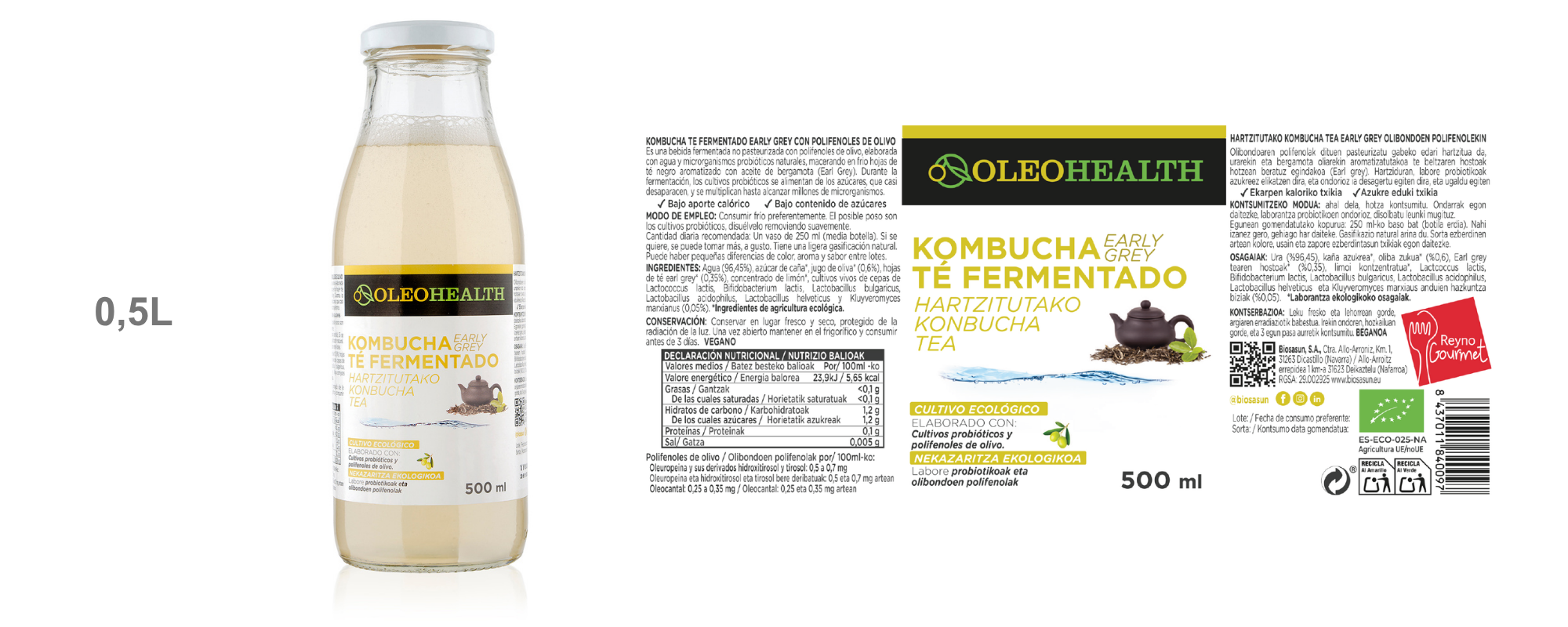 Bebida probiótica sabor Té KOMBUCHA