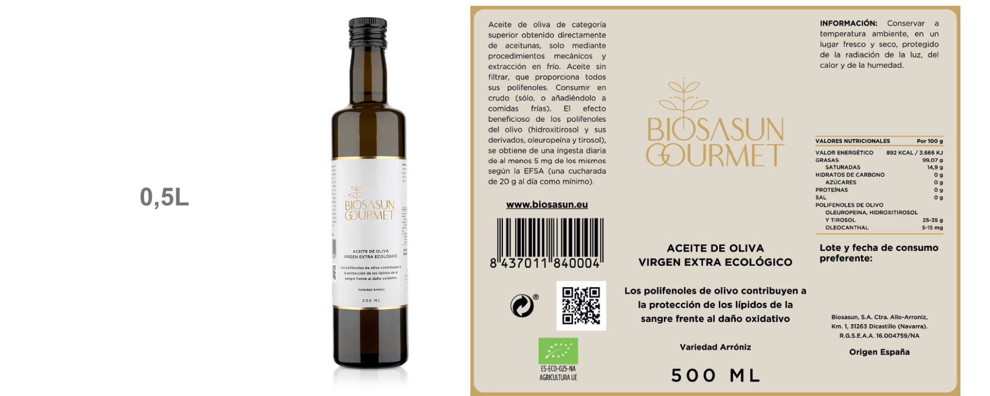 0,5L Oleohealth Aceite de Oliva Virgen Extra con Polifenoles
