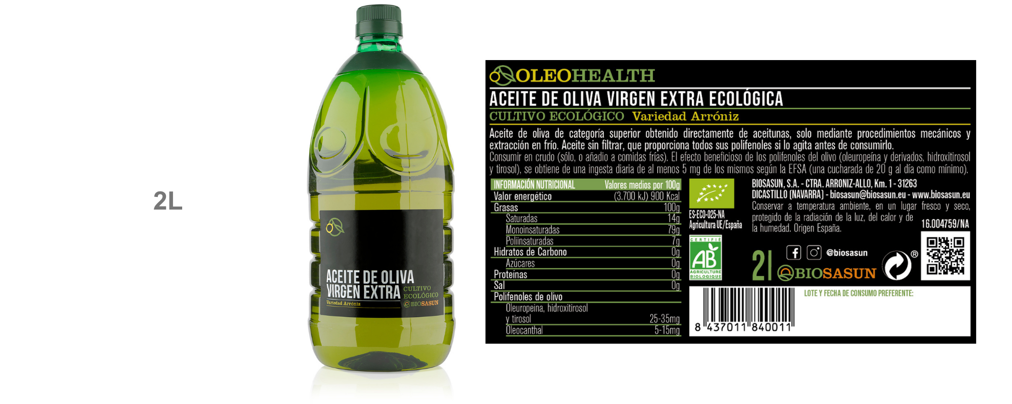 2L Oleohealth Aceite de Oliva Virgen Extra con Polifenoles