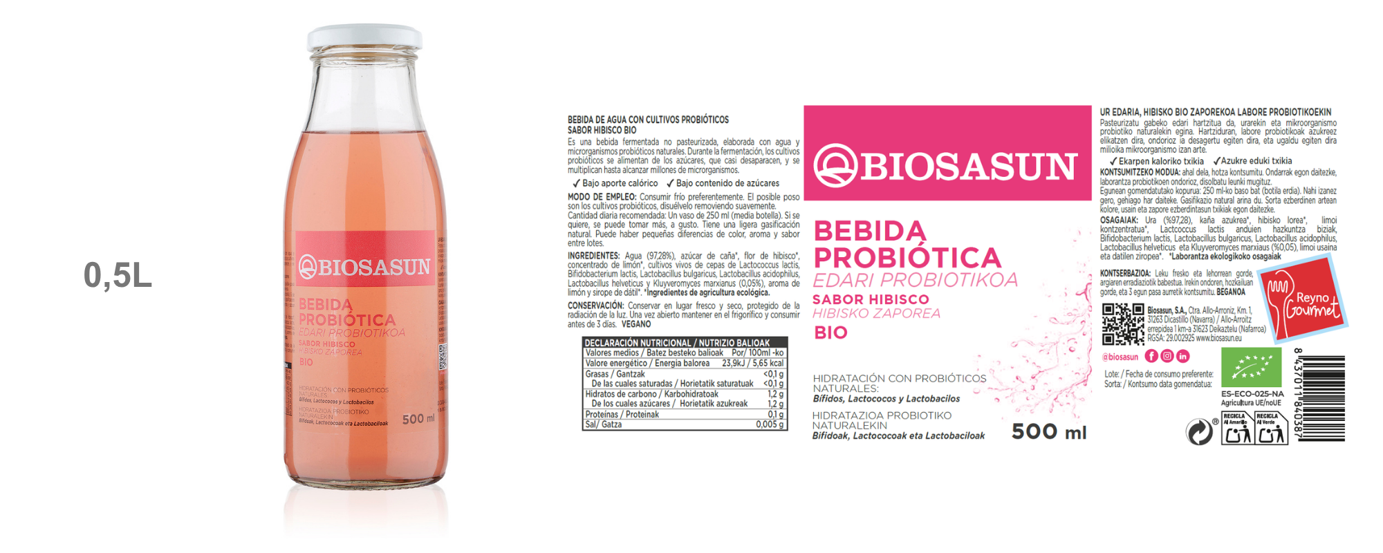 Bebida probiótica sabor HIBISCO